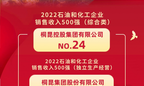 榜單發(fā)布丨桐昆位居2022石油和化工企業(yè)銷售收入500強第24位！
